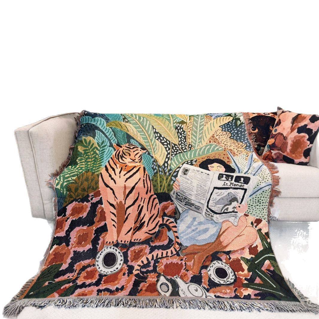 Light Luxury Design Nordic INS Fresh Blanket Cover Blanket Bedside Bedroom Tapestry Distinctive Sofa Blanket Tapestry Cotton Blanket
