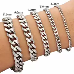 Longrui Wish Hot-Selling Fashionable Personality Fashion Bracelet Six-Sided Polished Cuban Bracelet Cross-Border Jewelry Manufacturer Wholesale
