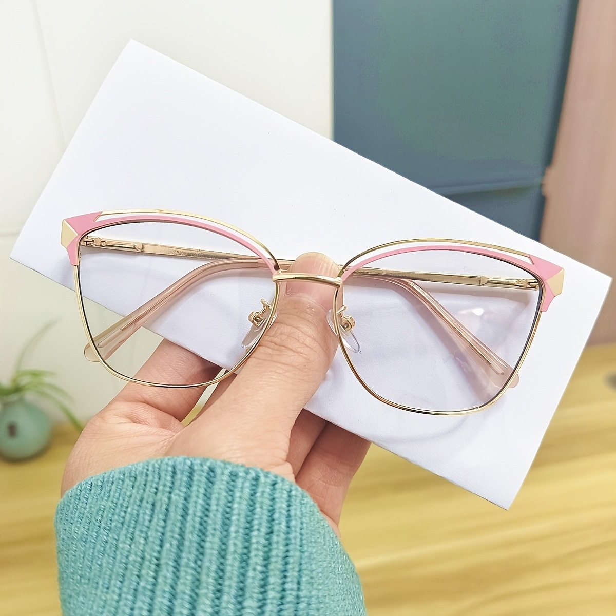 New fashion color-changing anti-blue light flat mirror women's fashion personality metal double beam metal glasses frame cross-border hot-selling