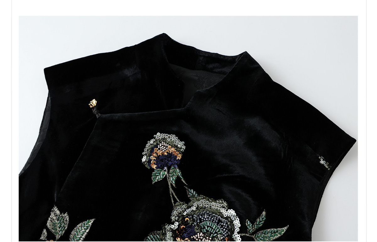 Áo vest nữ dáng gile thêu sequin chất liệu tơ tằm phối polyester — Áo Vest Vàng Đen (Giao Hàng Ngay), Áo Vest Vàng Đen (Giao Hàng Trong 7 Ngày)