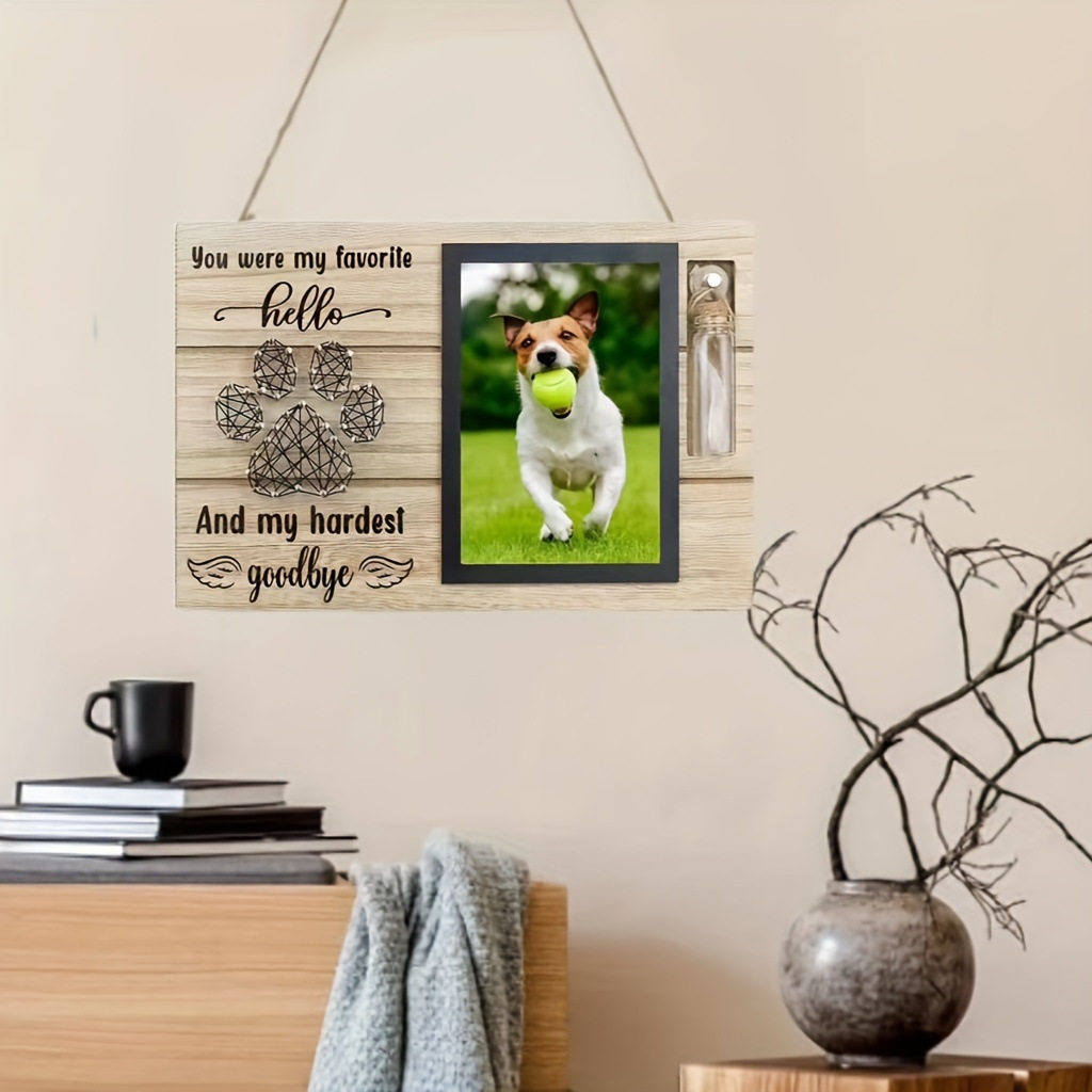 Spot wooden pet photo frame creative table pet dog pendant photo frame dog feet winding commemorative belt