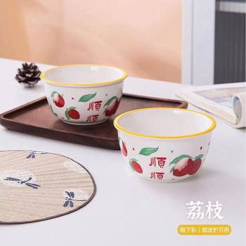 Wholesale Household Ceramic Bowls 4.6 Honey Bowls Ceramic Gift Tableware Rice Bowls Gift Creative Blue and White Craft