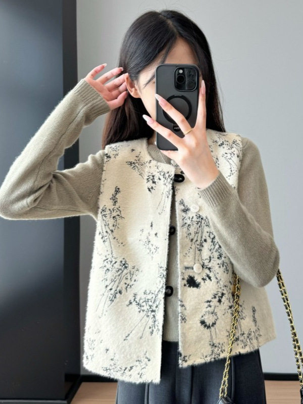 New Chinese style ~ double-sided wearable shell buckle western style jacquard South Korea velvet vest 2024 autumn and winter