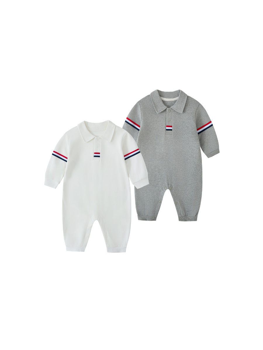 Baby clothes, autumn baby boy, autumn jumpsuit, stylish Polo long-sleeved romper, spring and autumn style gentleman's khaki