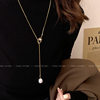 Long Necklace for Women in Autumn and Winter Retro Pearl Gold Sweater Chain Temperament High-End Light Luxury Accessories