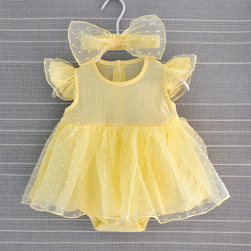 Manufacturer in stock infant summer dress jumpsuit girl princess dress full moon clothes 0-12 months skirt