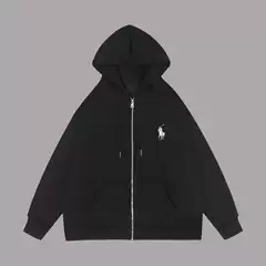 Foreign Trade Autumn and Winter Small Logo Hooded Cardigan Sweatshirt with Fashionable Print, Loose Fit, Plus Size, British Style Youth Zipper Top