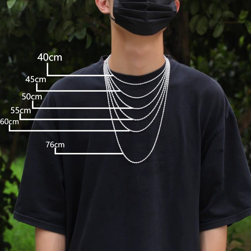 European and American Necklaces for Boys Hip-Hop Versatile Stainless Steel Gold Twist Chain Niche Plain Chain Twisted Rope Chain Jewelry Wholesale