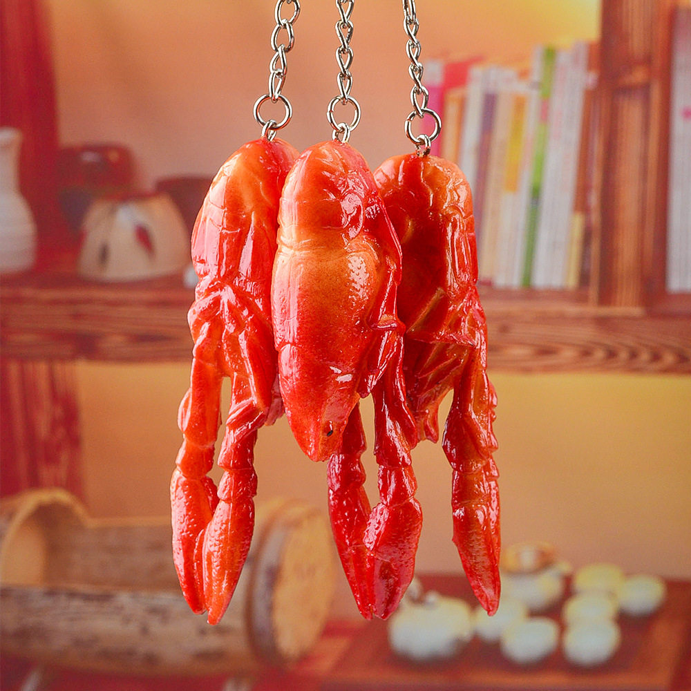 Crayfish Keychain Pendant Simulation Food Model Stereo Spicy Crayfish Props Ornaments Promotional Gifts