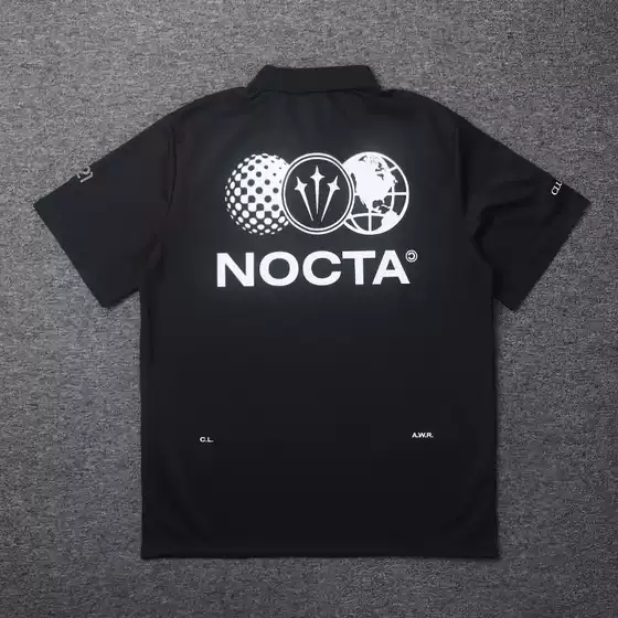 Nocta Co-Branded Golf Polo Shirt Ice Silk Texture Sports Printed Men's and Women's Same Style Letter Short-Sleeved Tops