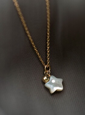【KuGirl】 S925纯银镀18K金北极星白蝶锁骨链轻奢小众设计感网红