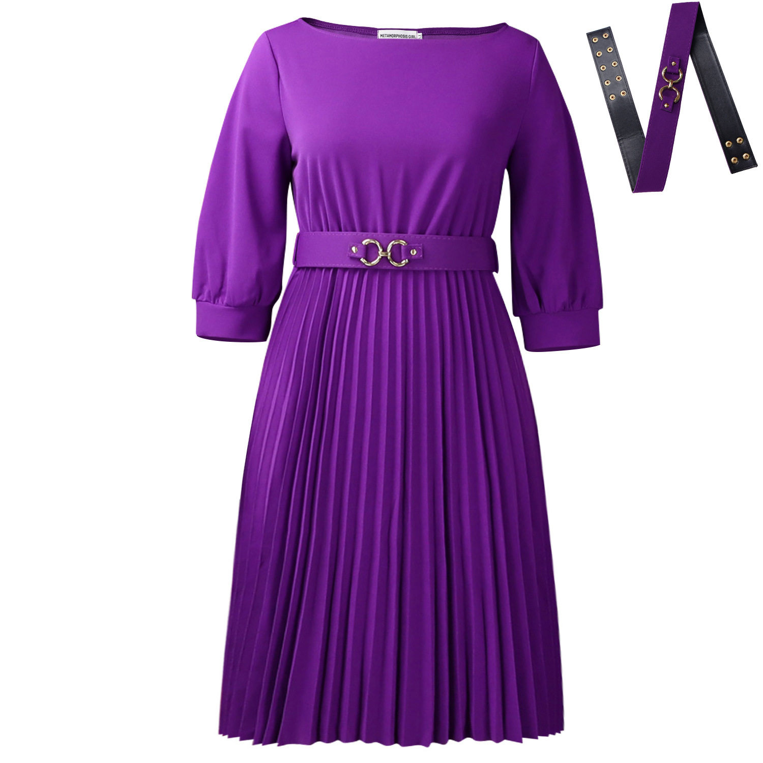 Elegant Womens African Dress Round Neck Three Quarter Sleeve Pleated Design Perfect for Parties and Events