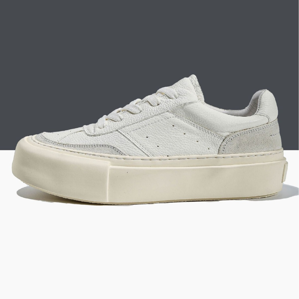 Giày sneaker nam da thật đế dày kiểu Âu phong cách tối giản — Màu đen, Màu trắng