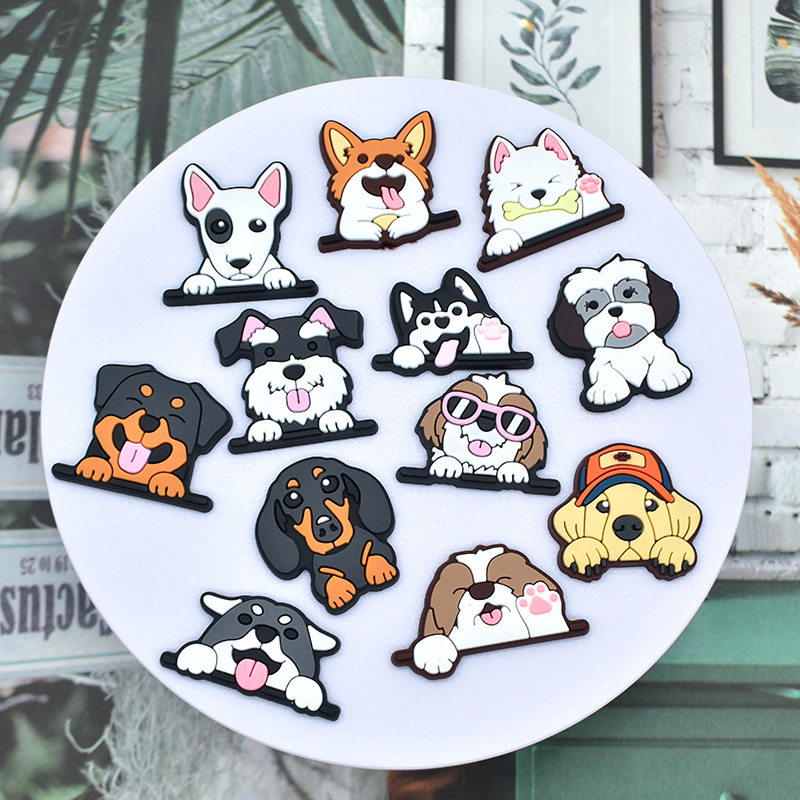 Cute Cartoon Pet Dog Series Pvc Soft Rubber Hole Shoes Flower Shoe Buckle Interesting DIY Sandals Slippers Decorative Buckle