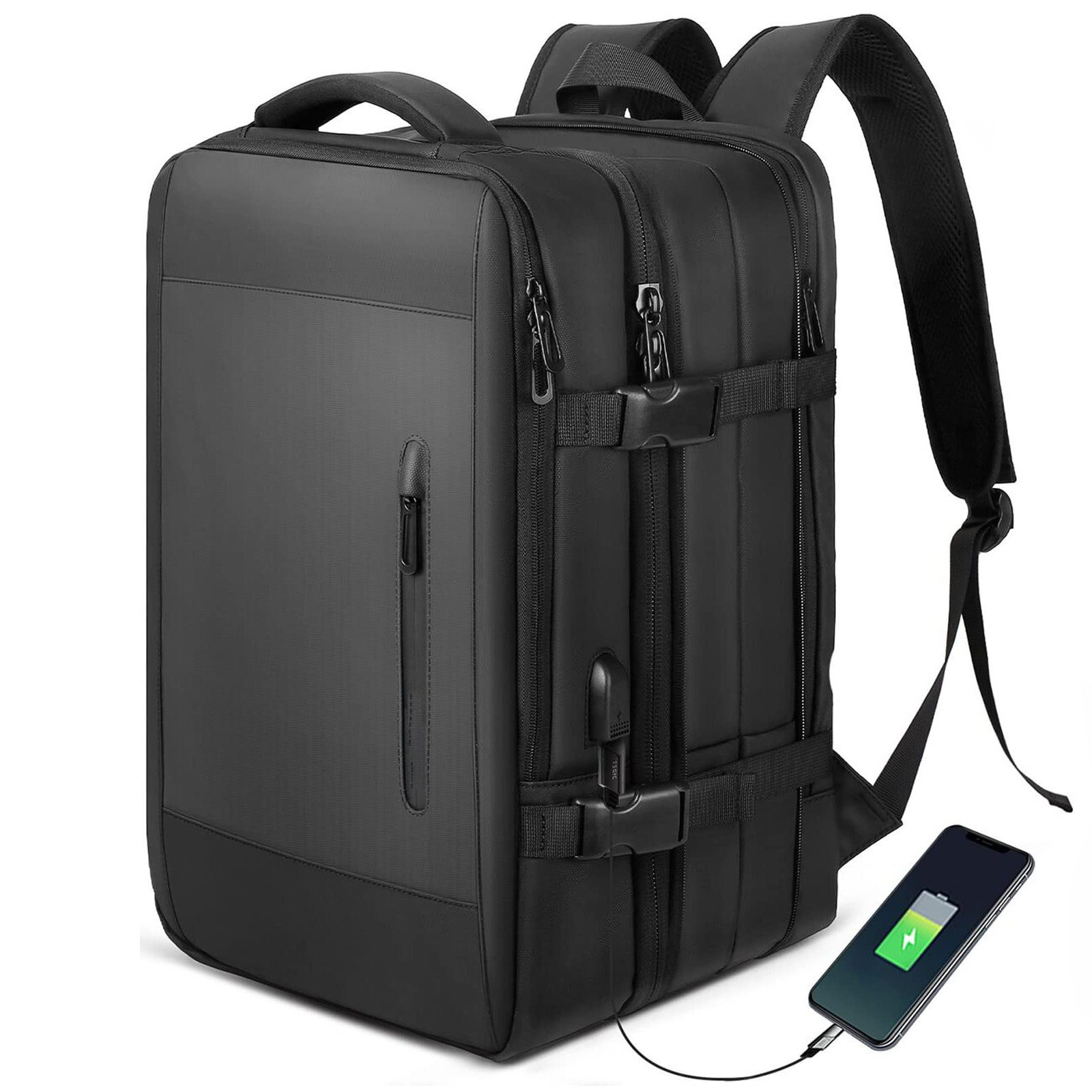 Balo Du Lịch Mở Rộng Dung Tích Lớn Chống Sốc Đựng Laptop Cho Nam Nữ Màu Trắng Gạo, Xám, Hồng, Đen...