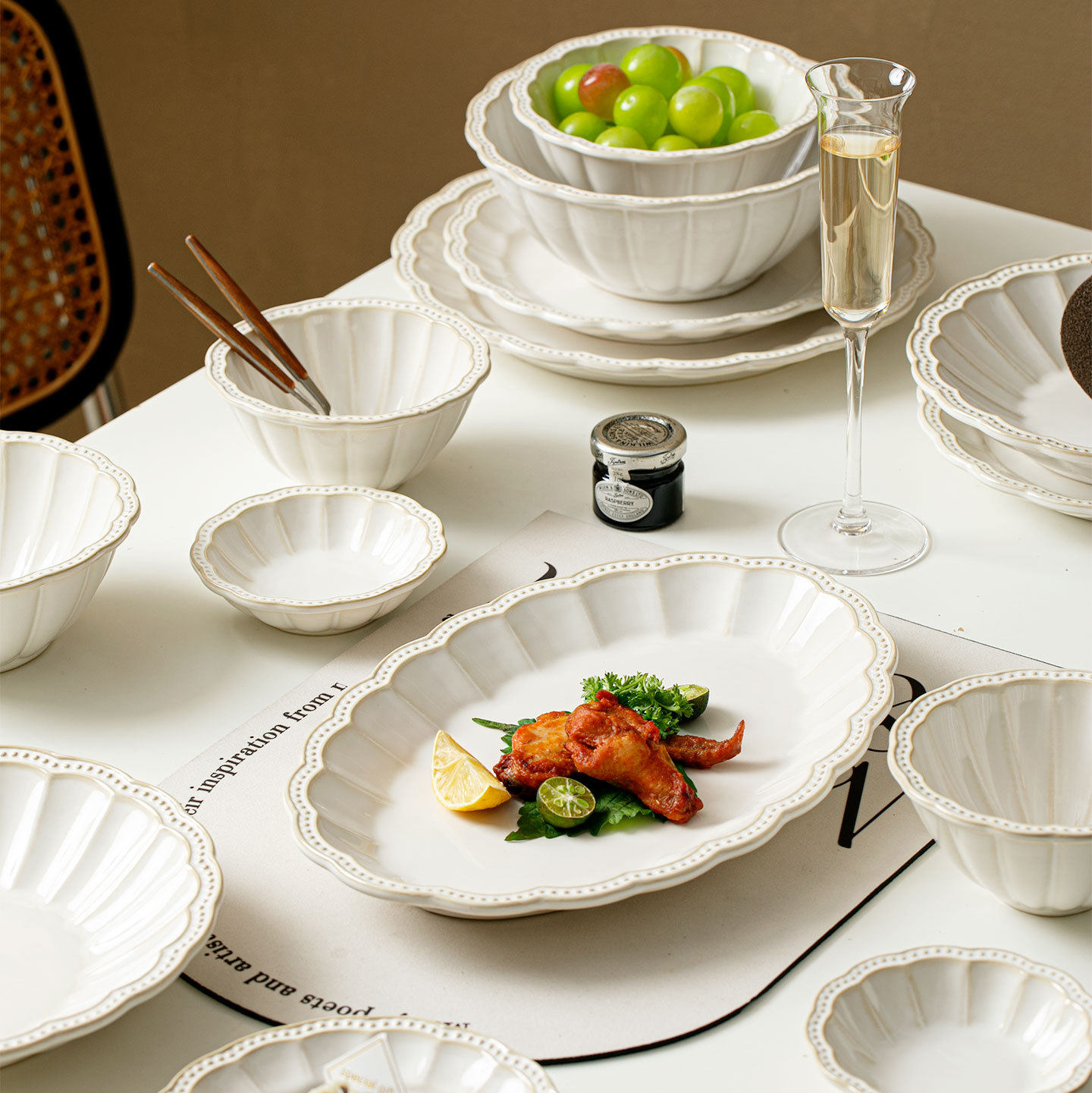 Household tableware kiln-glazed French tableware rice bowls new household bowls ceramic dishes plates dinner plates soup bowls