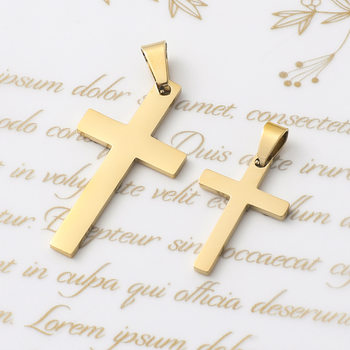 European and American retro classic mirror stainless steel cross pendant titanium steel pendant jewelry DIY cross necklace