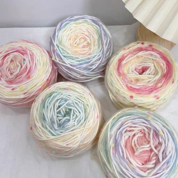 Gradient Rainbow Candy Color Thread Ball Scarf Wool Handmade DIY Knitting Gift for Boyfriend and Girlfriend Hand Mixed Thread Wool Ball