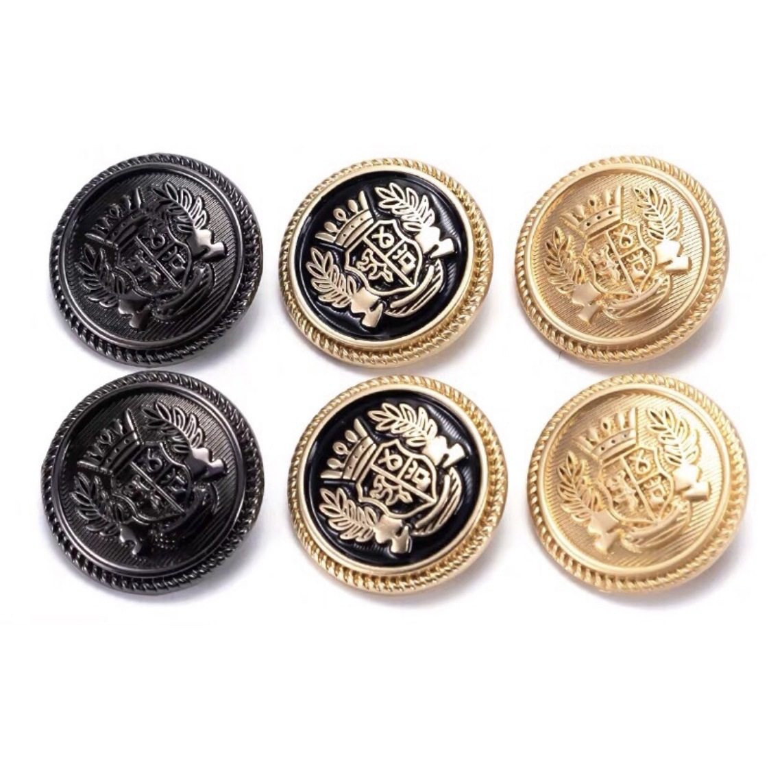 Fashionable Metal Crown Buttons Jk British Preppy Style Suit Coat Windbreaker Shirt Buttons Wheat Ear Badge Decorative Buttons