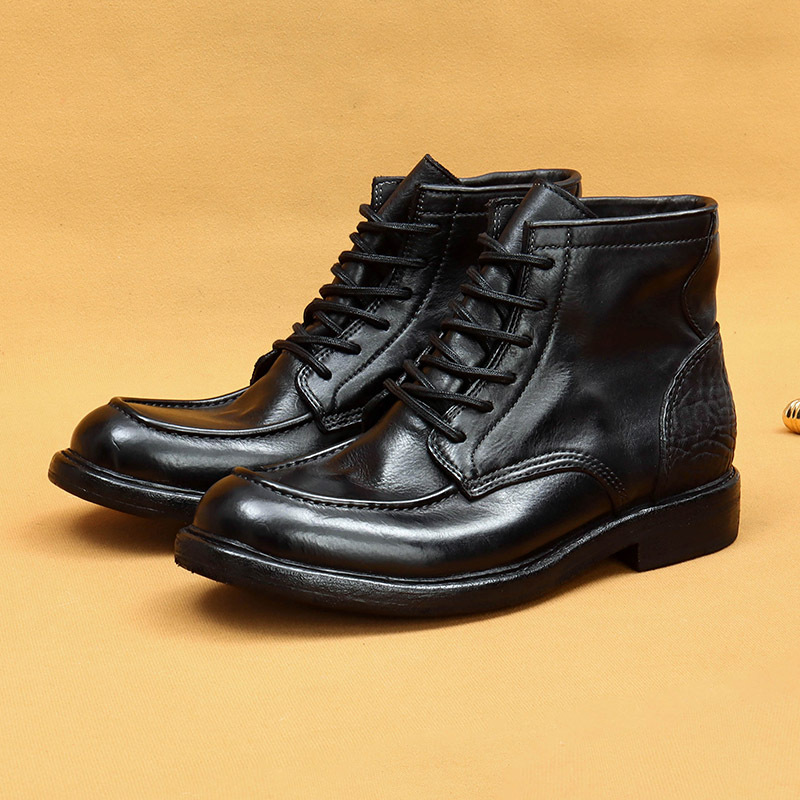 Giày Boot Martin Nam Chất Liệu Da Bò Phục Cổ Cổ Điển