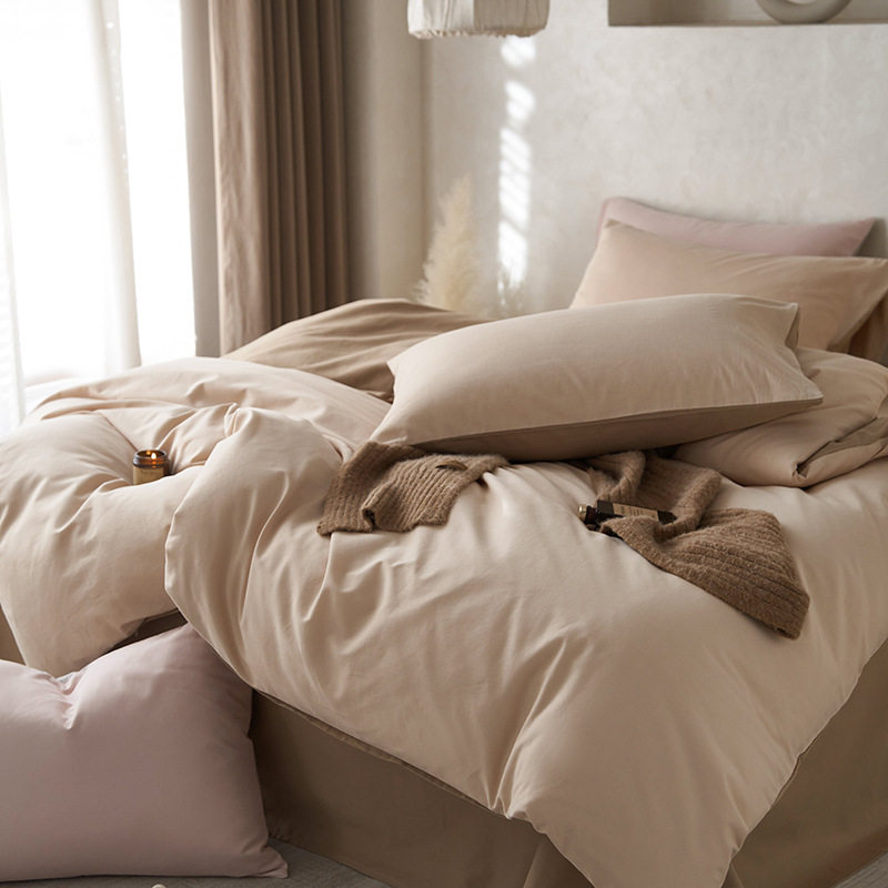 100-Count Brushed Long-Staple Cotton Bed Sheet Four-Piece Set, 100% Cotton Brushed Fitted Sheet Four-Piece Set, Pure Cotton Thickened Brushed