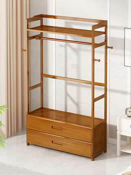 Household Clothes Hanger Solid Wood Clothes Hanger Floor-Standing Coat Rack Bedroom Indoor Simple Clothes Drying Rack Room Clothes Rack