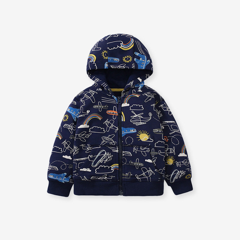 Veste pour garçon d'autunno, élégante veste à glissière capuche dessin animé pour garçon