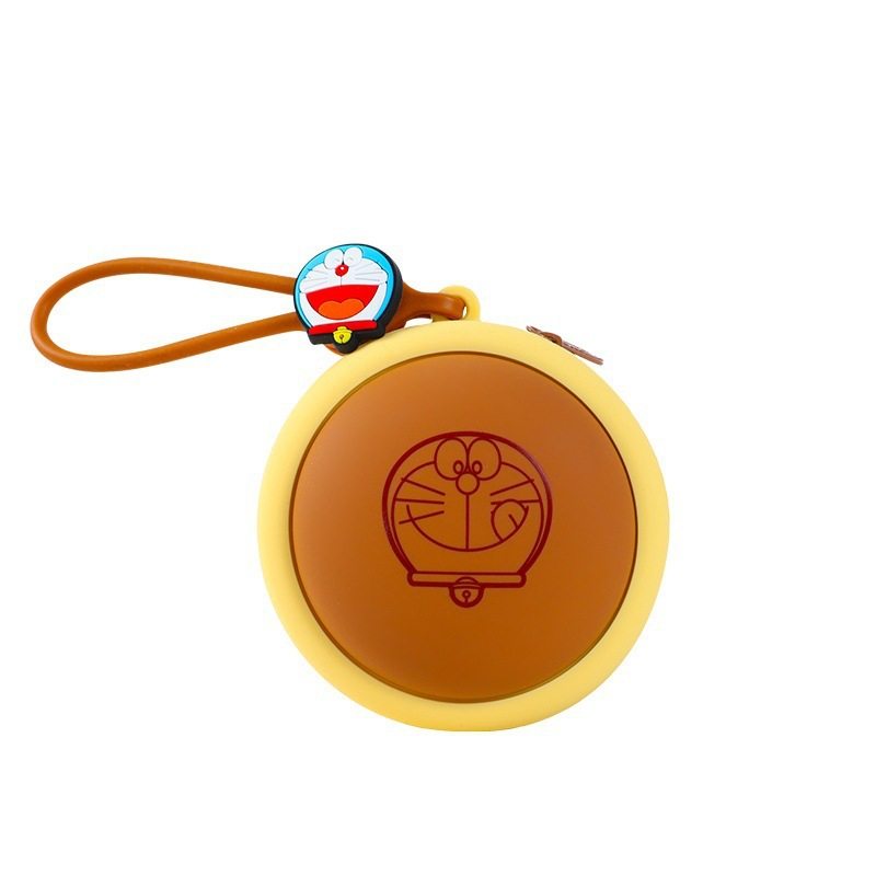 Officially Licensed Doraemon Bread Coin Purse 3D Silicone Keychain Bag Memory Dorayaki Earphone Case Storage