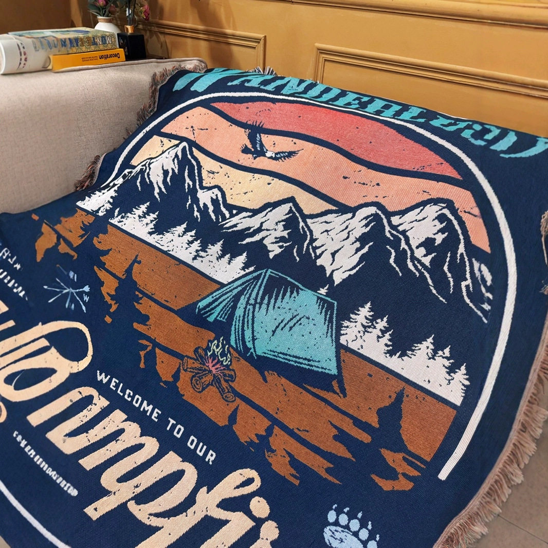 Foreign Trade Cotton Thread Woven Tapestry Camping Atmosphere Arrangement Room Bedroom Background Cloth Cabinet Cover Decorative Painting Handmade