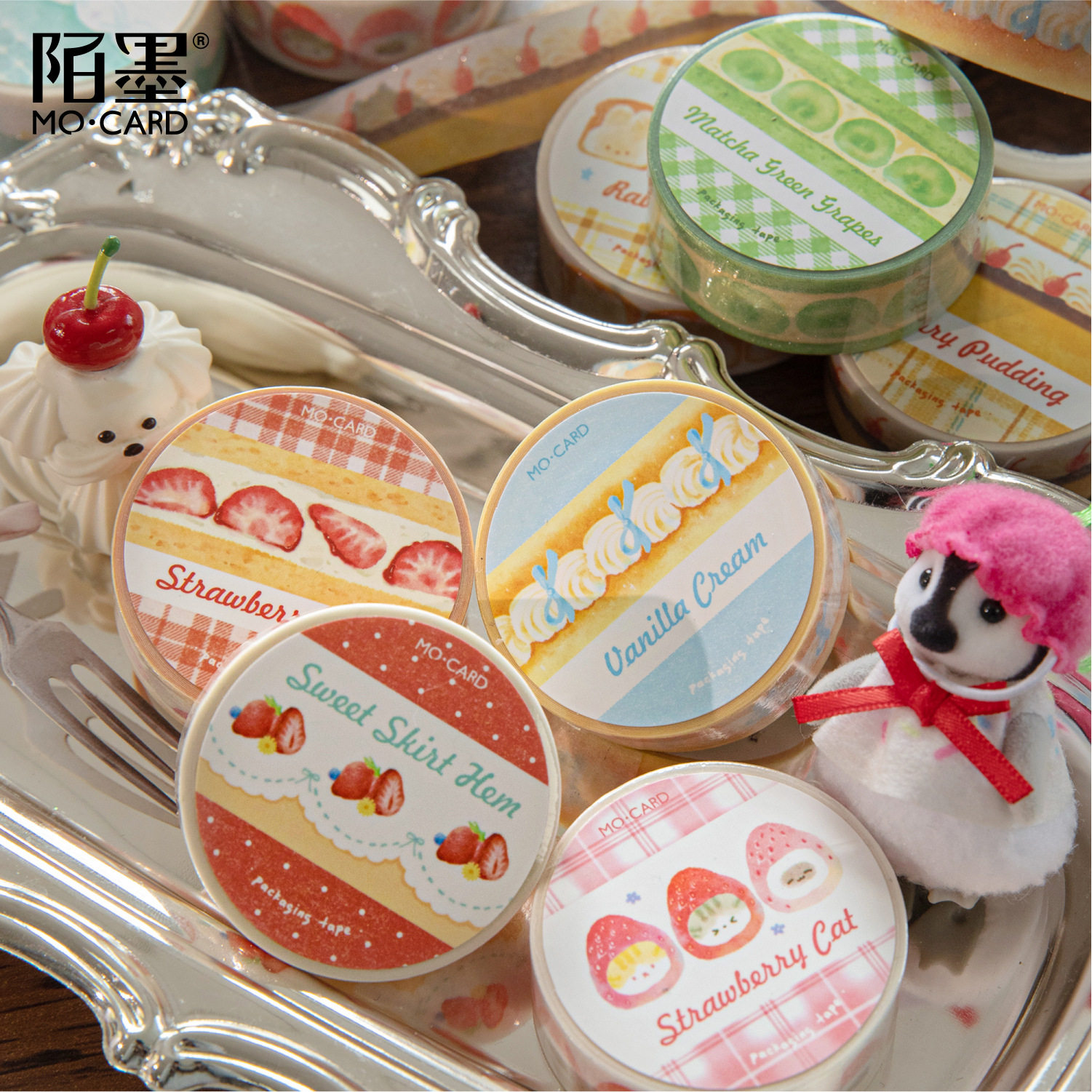 Momo Flash Sand Washi Tape Ding Ding Cake Shop Series Cute Dessert Handbook DIY Pull Strip Decorative Tape