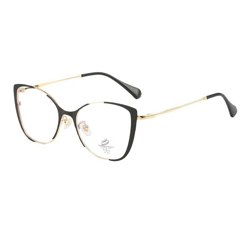Anti-blue Light Retro Cat's Eye Glasses Frame New All-match European and American Metal Fashionable Glasses Frame Premium Sense