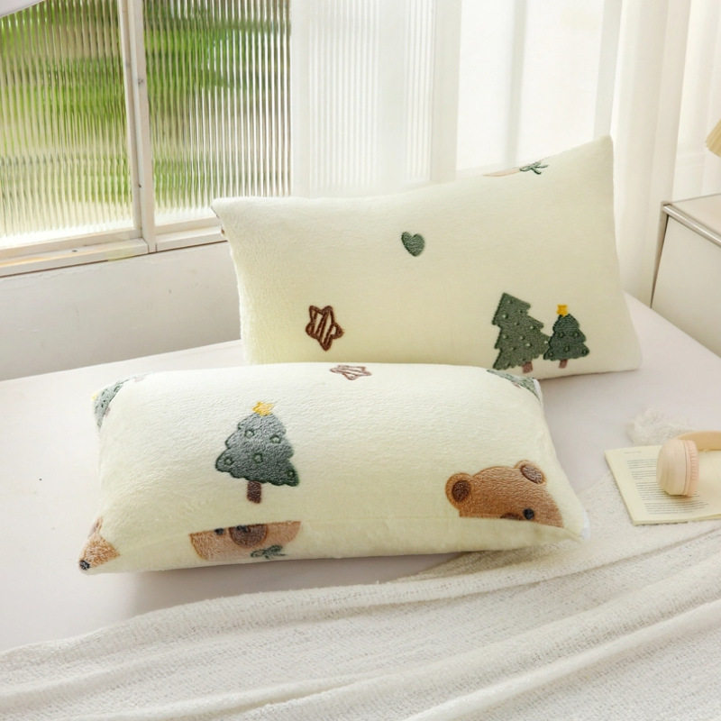 Winter Thickeneded Milk Velvet Pillowcase 48X74Cm Printed Coral Velvet Pillowcase Printed Color Matching Variety Soft and Comfortable