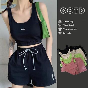 Casual Sportswear Set Women's 2023 New Fashion Yoga Gym Running Vest Shorts Slim-fit Two-piece Set