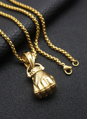 项链嘻哈朋克吊坠欧美拳击拳头