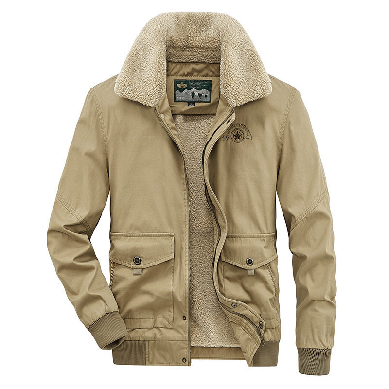 新款冬季男士棉衣外套翻领多口袋加绒加厚青中年休闲棉服2188