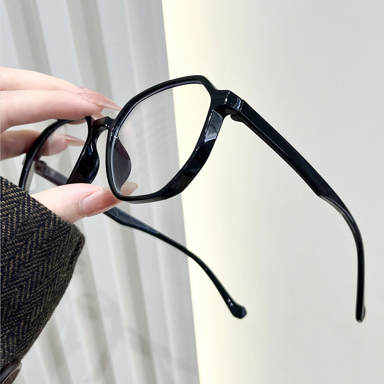 Polygonal Simple Glasses 2025 New Male and Female Student Glasses Frame Ultra-Light Plain Slimming Look Large Frame Glasses Frame