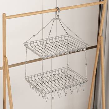 Stainless Steel Clothes Drying Basket, Single or Double Layer Household Net for Drying Sweaters and Socks, Magic Hanging Rack