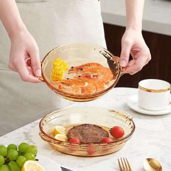 High temperature resistant glass baking plate abalone plate household dish oven microwave oven heating special dish baked rice plate