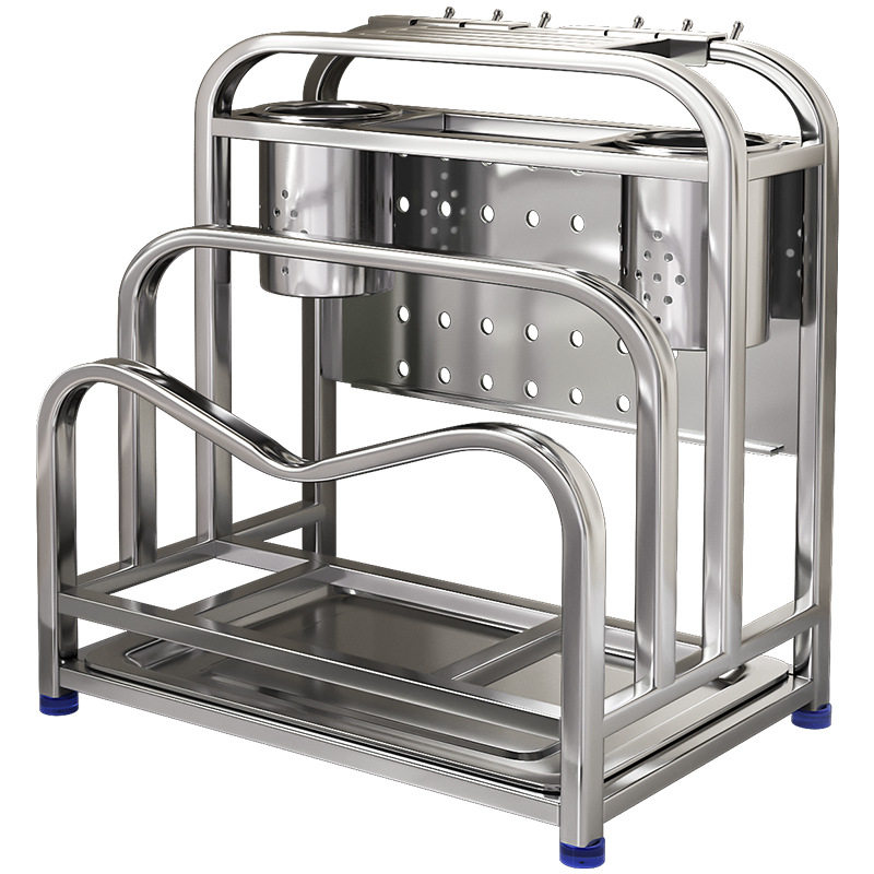 304 stainless steel kitchen knife rack storage rack multi-functional pot cover chopping board countertop draining knife cutting board storage rack