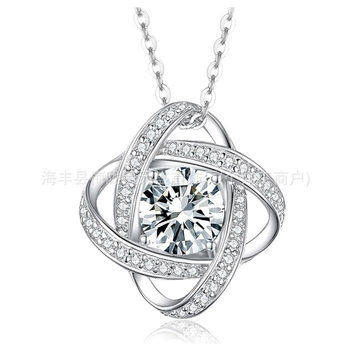 Cross-border Eternal Heart S925 Sterling Silver Four-leaf Clover Necklace Female European and American Amazon Diamond Four-leaf Clover Pendant Necklace