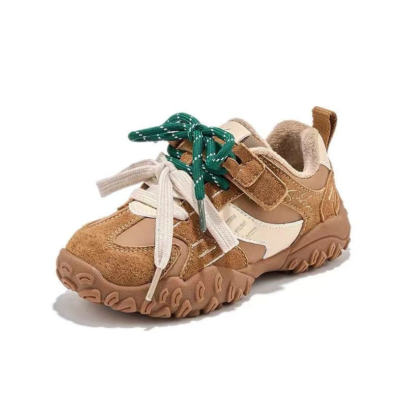Children's Shoes, Girls' Sports Shoes, 2025 Spring, Autumn and Winter New Style Kidsren's Shoes, Fleece-Lined, Fashionable Soft-Soled Boys' Shoes