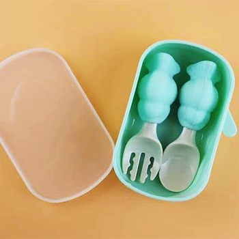 PPSU fork spoon baby learning to eat short handle spoon baby training spoon Fork auxiliary spoon ppsu children's tableware