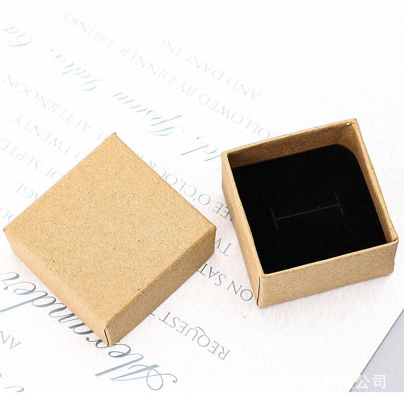 in stock 5*5*3 kraft paper ring box black kraft paper box earrings packaging carton multiple sizes color