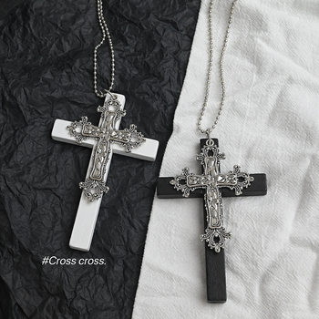 Y2K Punk Dark Cross Sweater Chain Subculture Retro Choker Gothic Nun Lolita Accessories Necklace