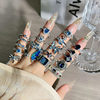Light Luxury Niche Retro Sapphire Blue Zircon Open Ring for Women, Minimalist Style, Unique High-End Feel, Simple and Fashionable Index Finger Ring