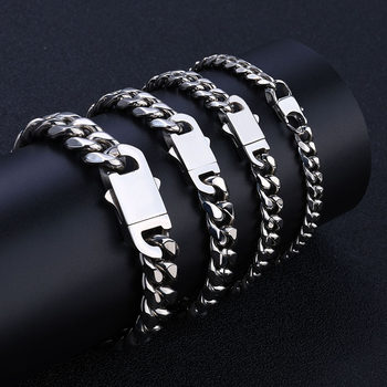 Hip-hop Stainless Steel Six-sided Grinding Bracelet Jewelry Men's Cross-border European and American High-level Sense Cuban Chain Chain Women's Jewelry Wholesale