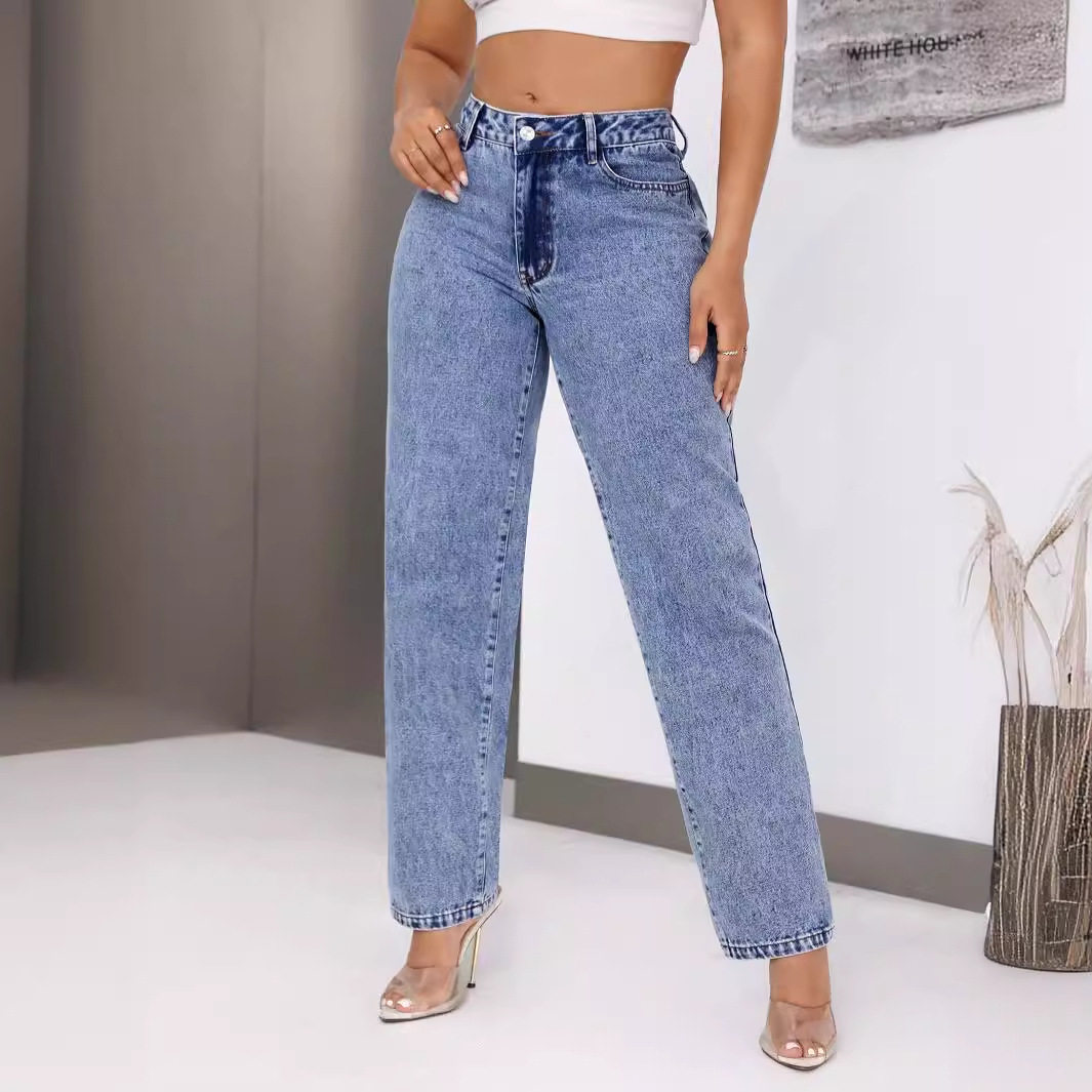 High Waisted Straight Leg Jeans Vintage Style Womens Fashion Comfortable Fit Casual Wear Wholesale Available