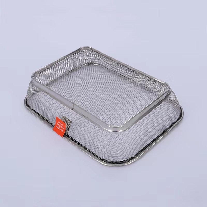 New rectangular stainless steel vegetable and fruit basket kitchen supplies drain basket punching mesh storage basket