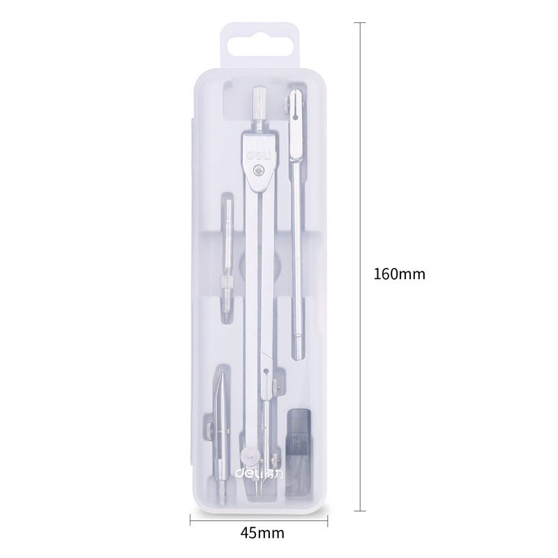 Deli 8604 Compasses Set Engineering Technology Student Drawing Design Tool Metal Texture Drawing Instrument