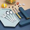 Stainless Steel Portable Tableware Chopsticks Spoon Fork Set Box Student Children Office Workers Simple Tableware Company Gifts